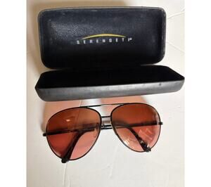 VTG Serengeti 1501 Aviator Sunglasses Japan 140mm Amber Drivers Glass/Case